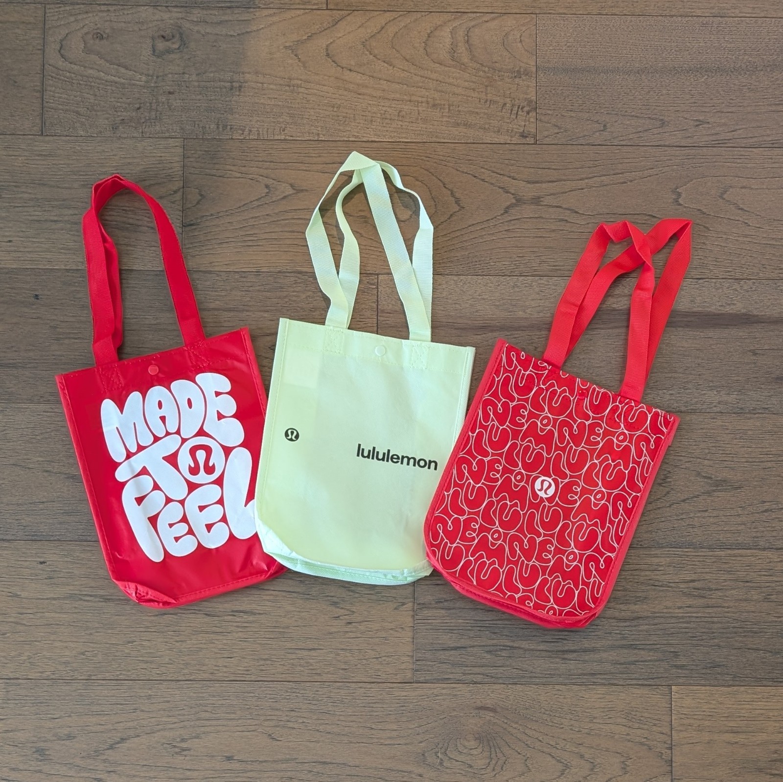 Lot 3 Lululemon Small Reusable Shopping Totes Bags Red Lime Green Neon *NEW!* ⚡ gallery