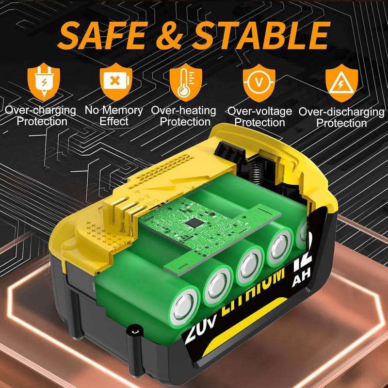 2Pack 12.0AH replace For DeWalt 20V 20 Volt Max Lithium Battery DCB206 DCB205-2 gallery