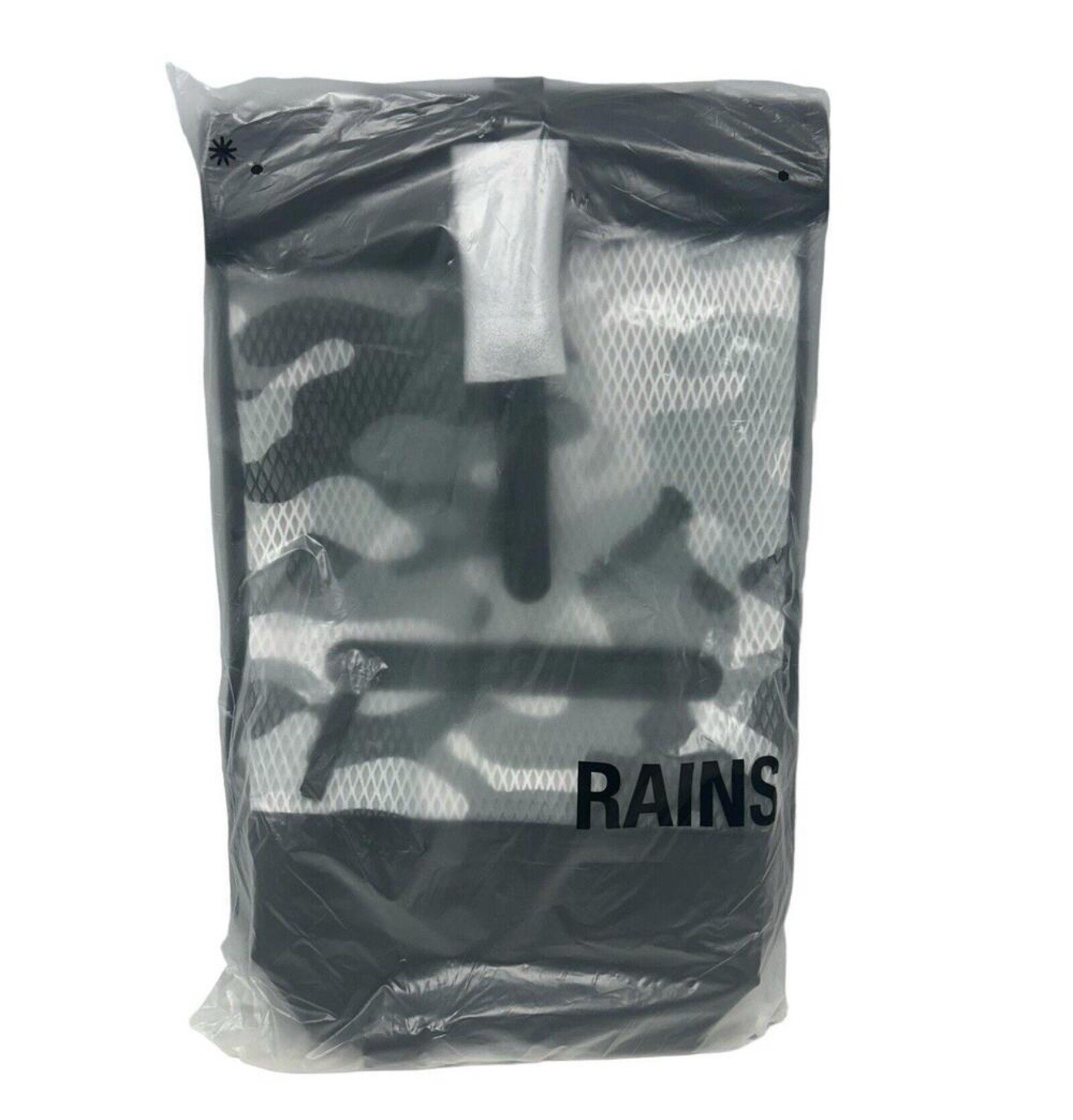 RAINS Rolltop Rucksack Waterproof Backpack Black Camo NWT 3
