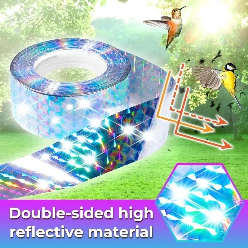 Scare Bird Deterrent Reflective Repellent Tape 150-350FT Woodpecker Geese Garden gallery