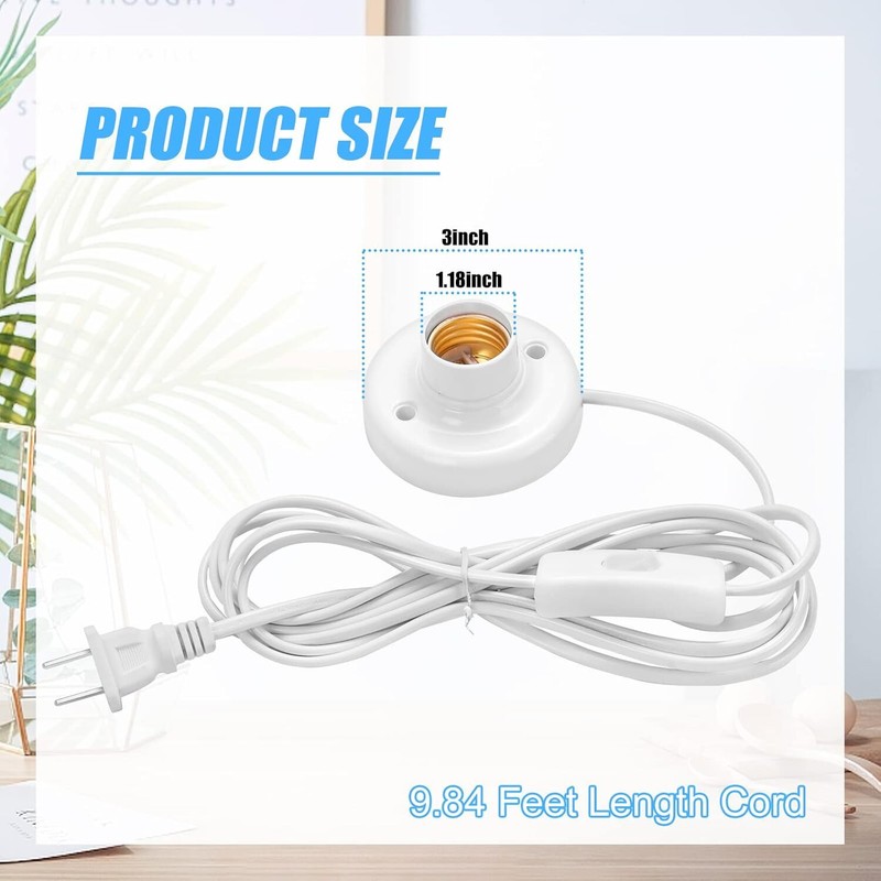 1 Pcs 9.84 Ft Light Socket with Cord E26/ E27 Light Bulb Socket with On/Off Swit gallery