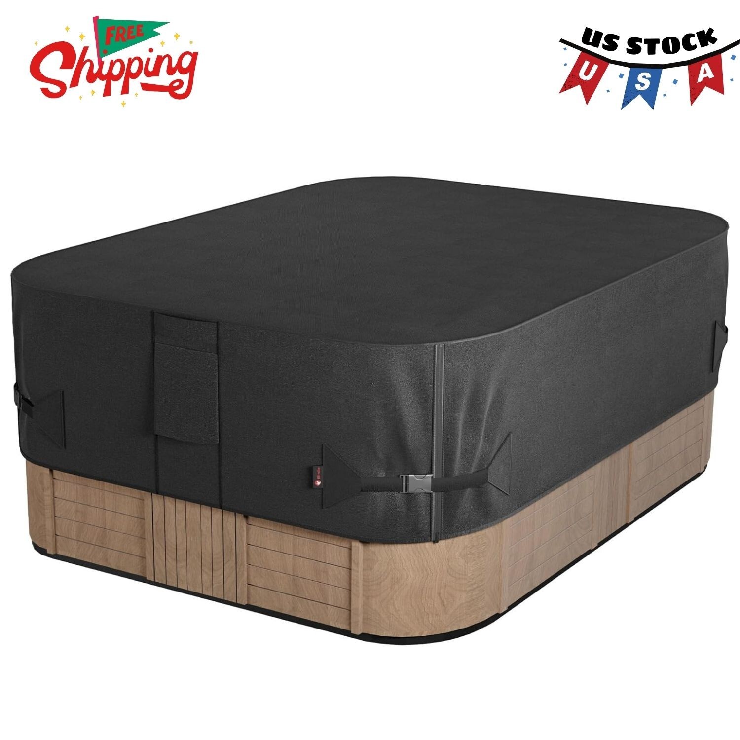 Outdoor Waterproof Rectangular Hot Tub Cover 82 X 72 Inch Fit 81 X 71 or 80 X 70 gallery