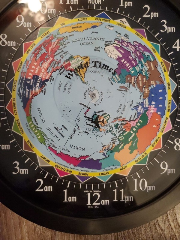 World Time Wall Clock 10” by Trintec Canada Colorful Plastic World Traveler Gift gallery