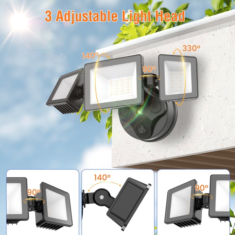 4000lm LED 3 Head Security Outdoor Light Dusk to Down 3CCT IP65 Sensor Lamp gallery