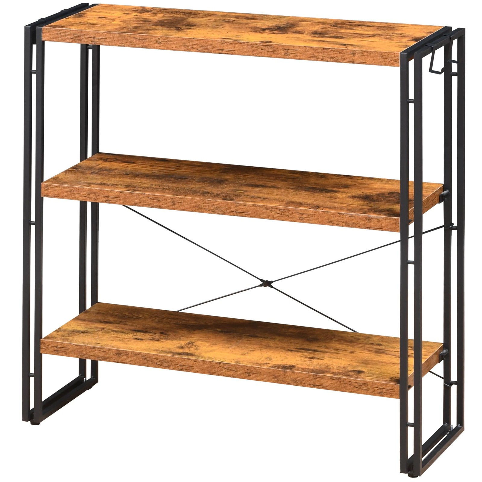 Bookshelf, 3-Tier Industrial Bookcase, Rustic Open Book Shelf, Freestanding H... gallery