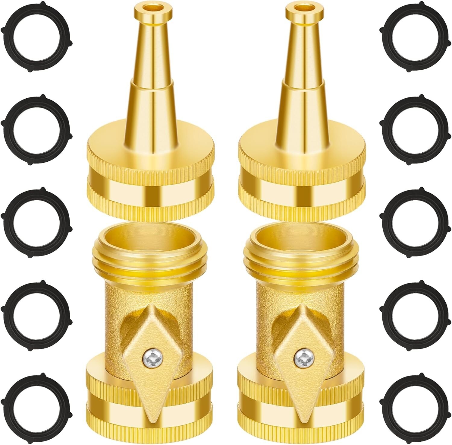 Brass Hose Nozzle - High Pressure Jet Nozzle 4 Count 1/2 Set Heavy Duty Water gallery