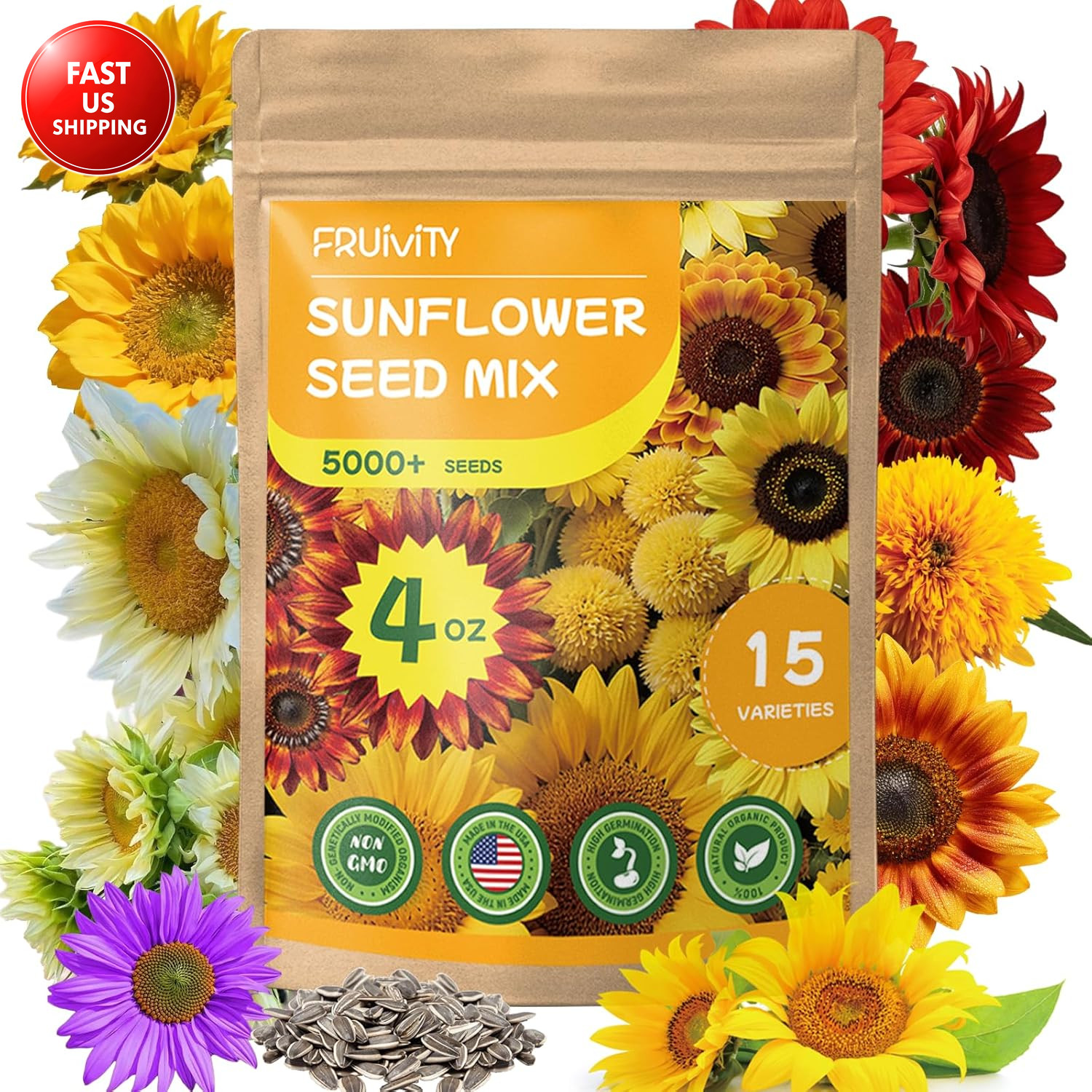 15+ Varieties 5000+ Sunflower Seeds for Planting, 4 Oz Heirloom Non-Gmo Sunflowe gallery