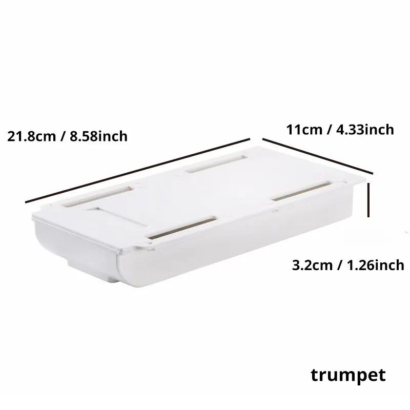 1Pc White Selfadhesive Storage Drawer Box Makeup Pencil Tray Desk Hidden under D gallery