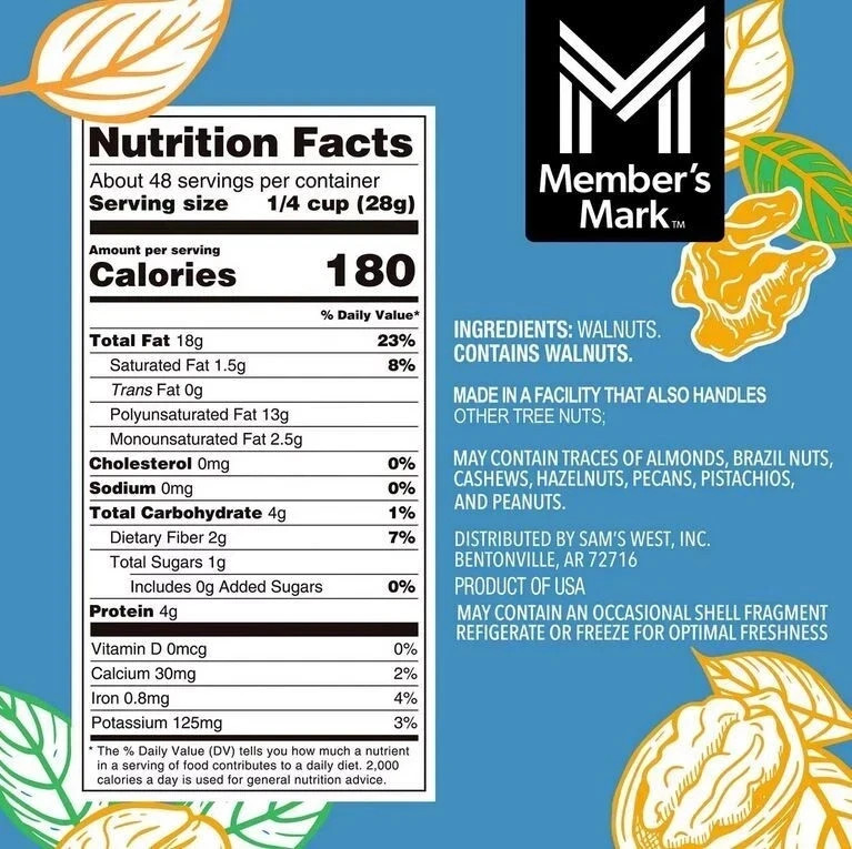 2 PACK - Member's Mark Natural Shelled Walnuts 3 lbs (Total 6 lbs) FREE SHIP!! gallery