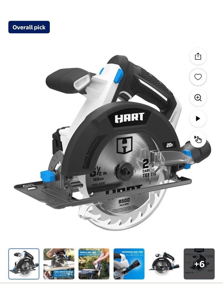 HART 20-Volt 6-1/2-inch Battery-Powered Circular Saw (Battery Not Included) gallery