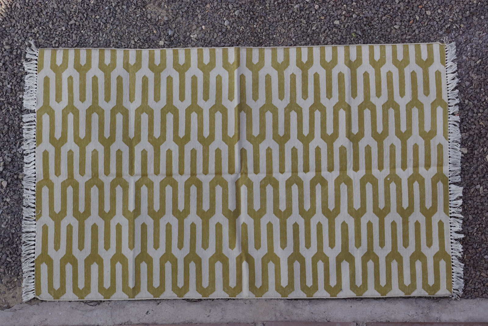 Rugmoda Cotton Olive Green Geometric 3x5 ft Living Room Area Rug Handmade Dhurri gallery