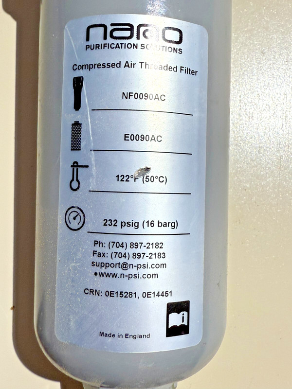 Nano Purification Solutions Compressed Air Threaded Filter NF009AC E0090AC 232 gallery