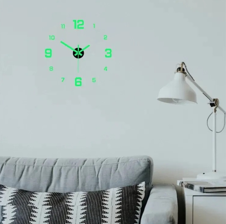 1pc Luminous 40cm DIY Silent Wall Clock Glow in Dark Sticker Clock - NEW gallery