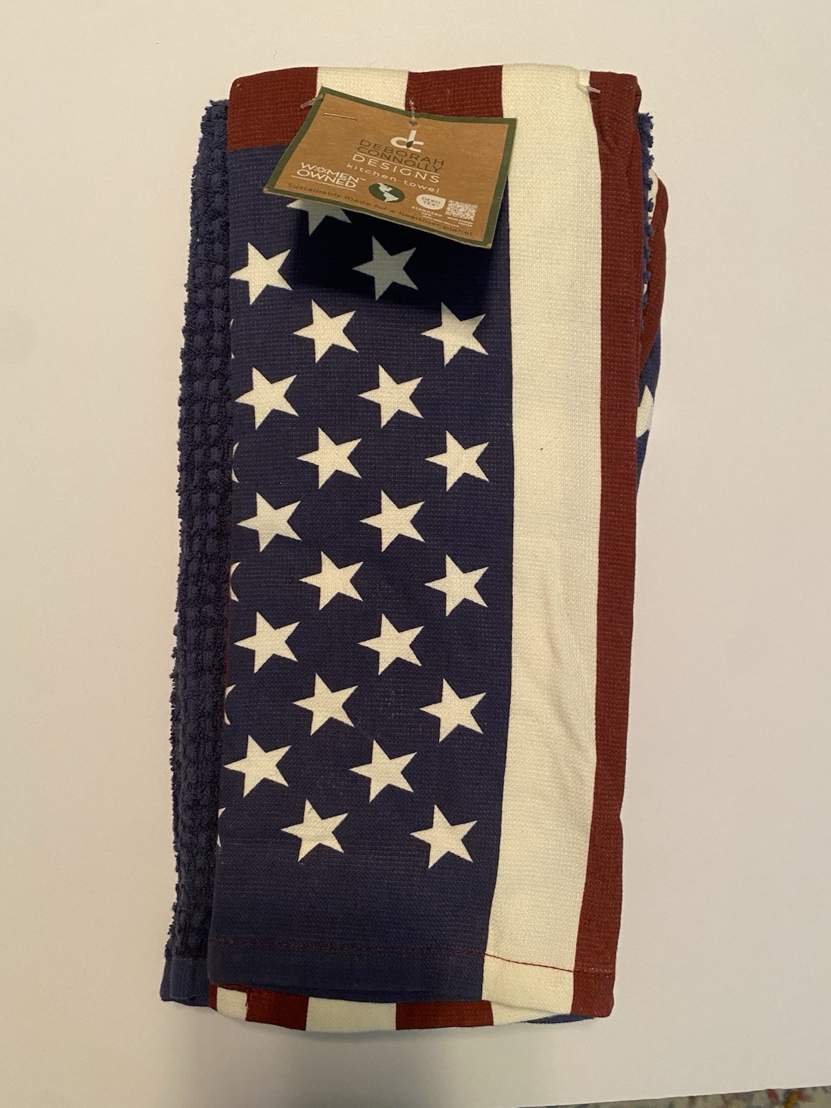 Deborah Connolly Kitchen Towels 3 Red White Blue Stars Stripes 4th of July NWT gallery