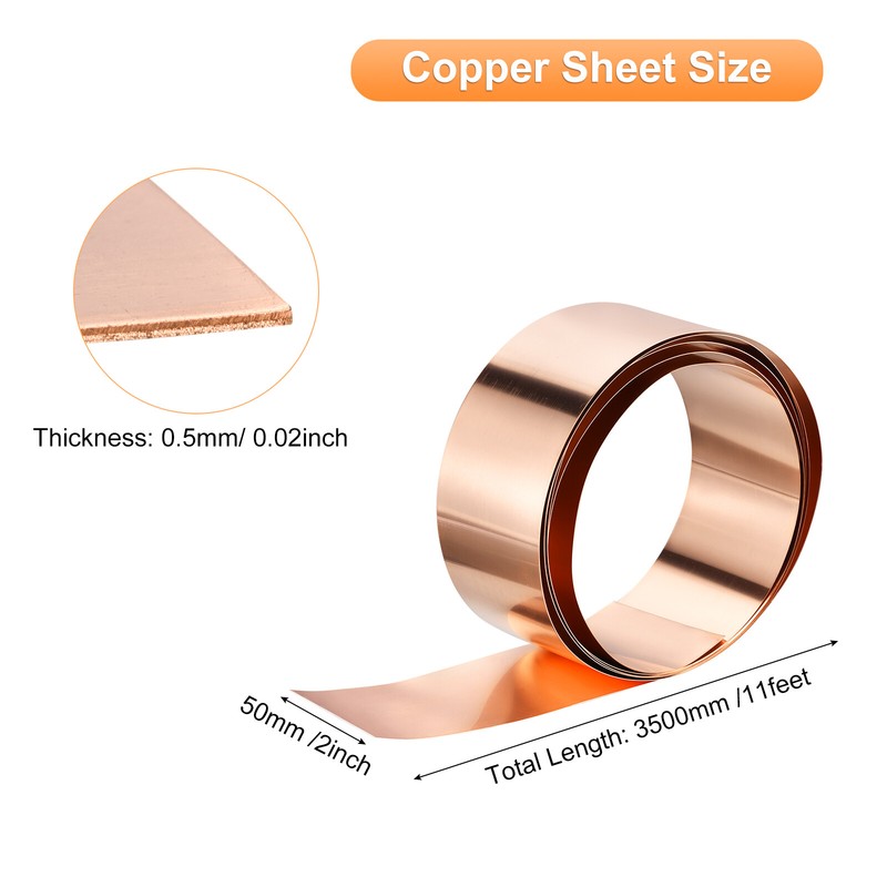 Copper Flashing Pure 0.5mm Thickness 24 Gauge Copper Roll 11ft x 2in gallery