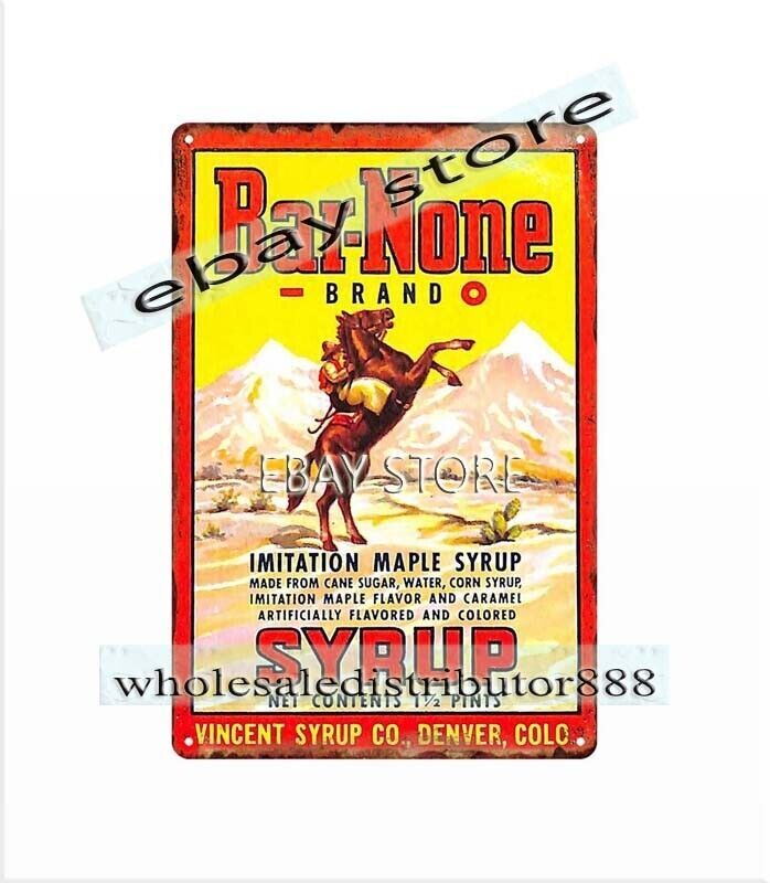 Bar-None Brand Maple Syrup Denver CO Cowboy metal tin sign metal artwork sale gallery