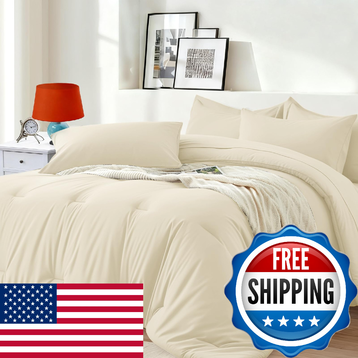 Easthome Queen Comforter Set 7 Piece - Soft Bed in a Bag Queen Size Comforter Se gallery