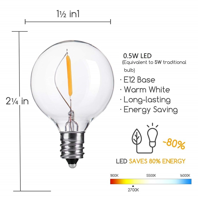 Clear G40 Globe LED Bulbs Dimmable for Outdoor String Light Bulbs Replacement gallery