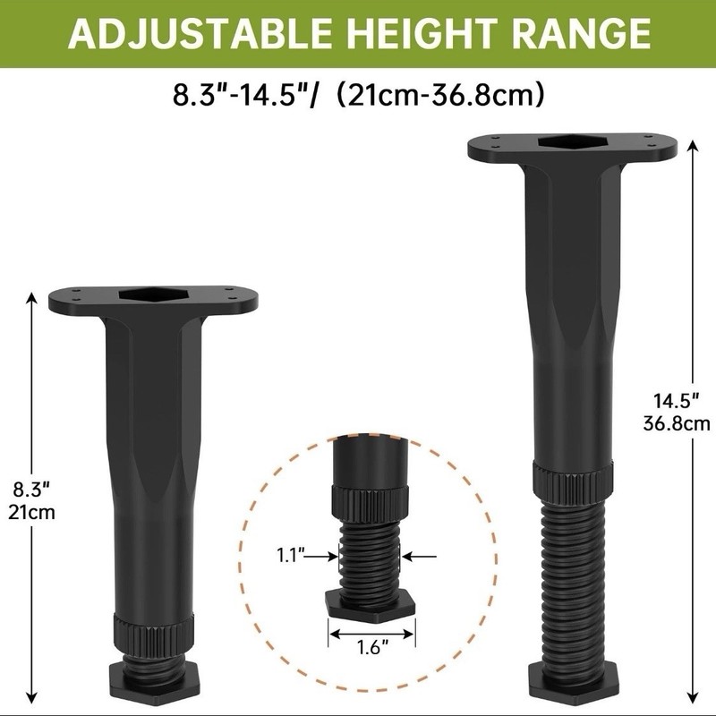 4 Pack Adjustable Support Leg Replacement for Bed Frame Wood Slats gallery