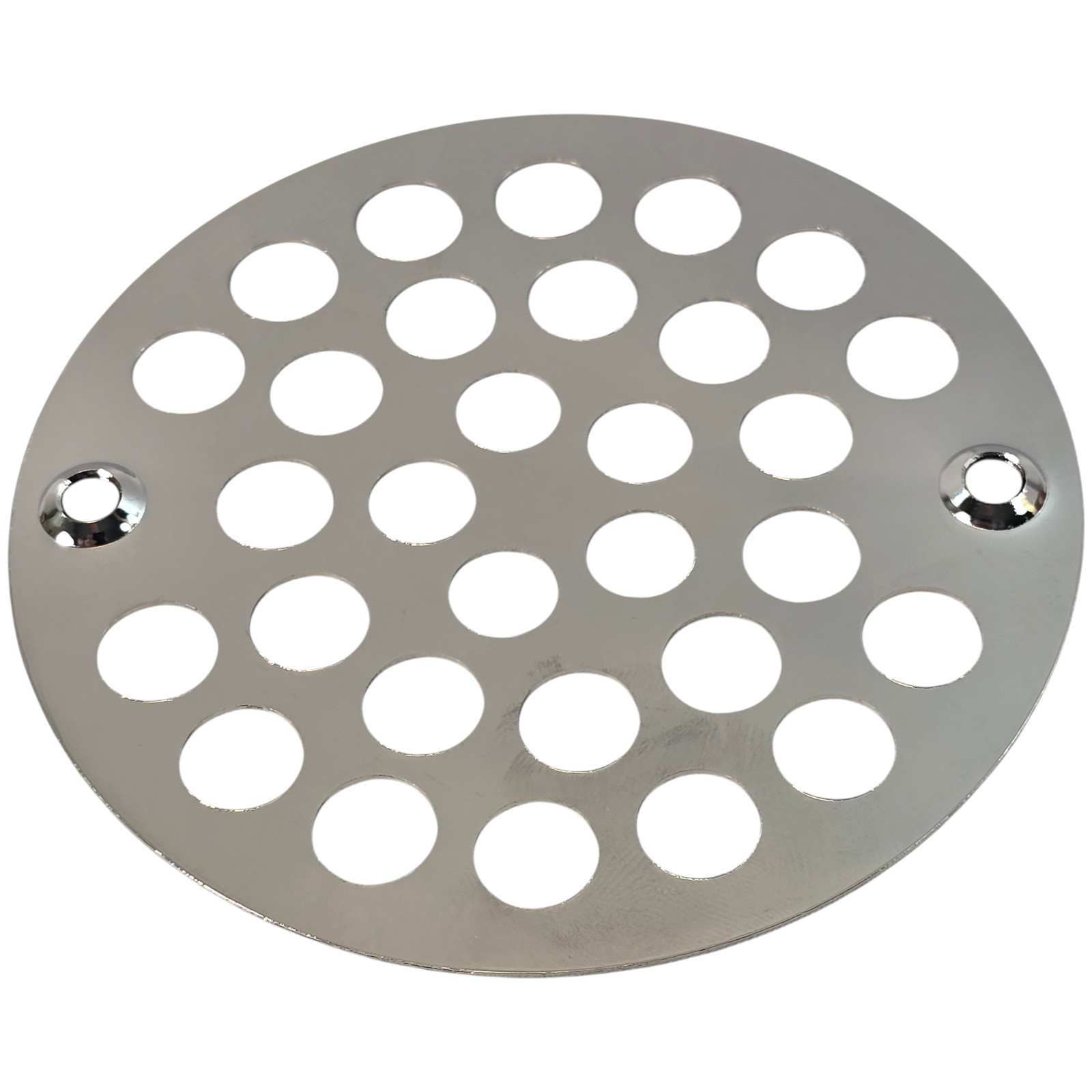 4" OD Polished Chrome Brass Shower Drain Cover Round Strainer 3-3/8" C To C gallery