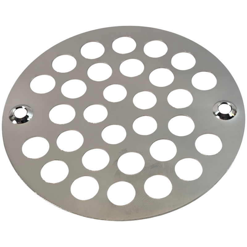 4" OD Polished Chrome Brass Shower Drain Cover Round Strainer 3-3/8" C To C gallery