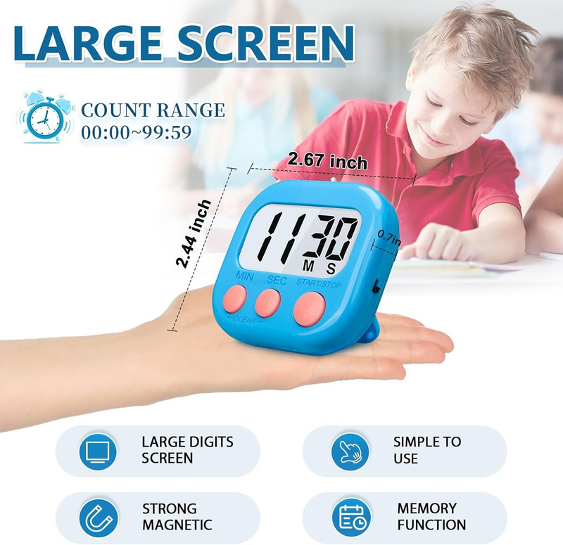 12 Pack Digital Kitchen Timers Large LCD Magnetic Countdown Timers with Alarm gallery