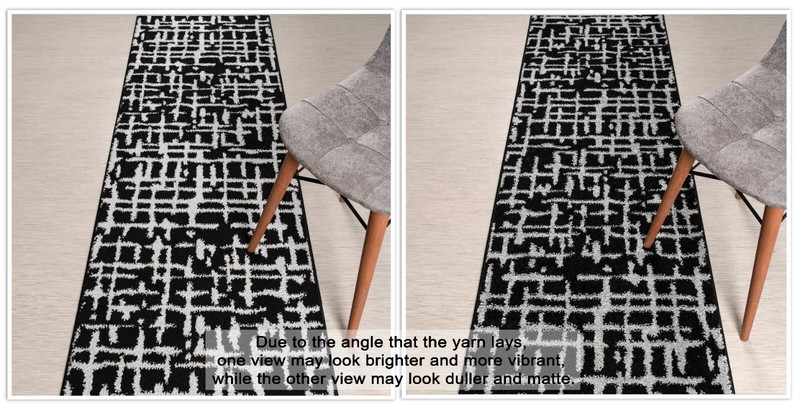 Custom Length Hallway Kitchen Runner Rug, Non Slip, Scandinavian, Black & Silver gallery