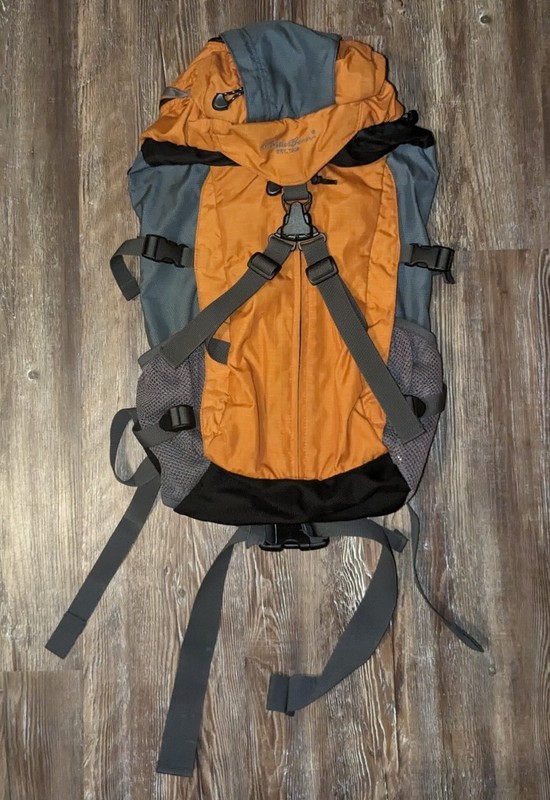 Eddie Bauer orange grey hiking backpack