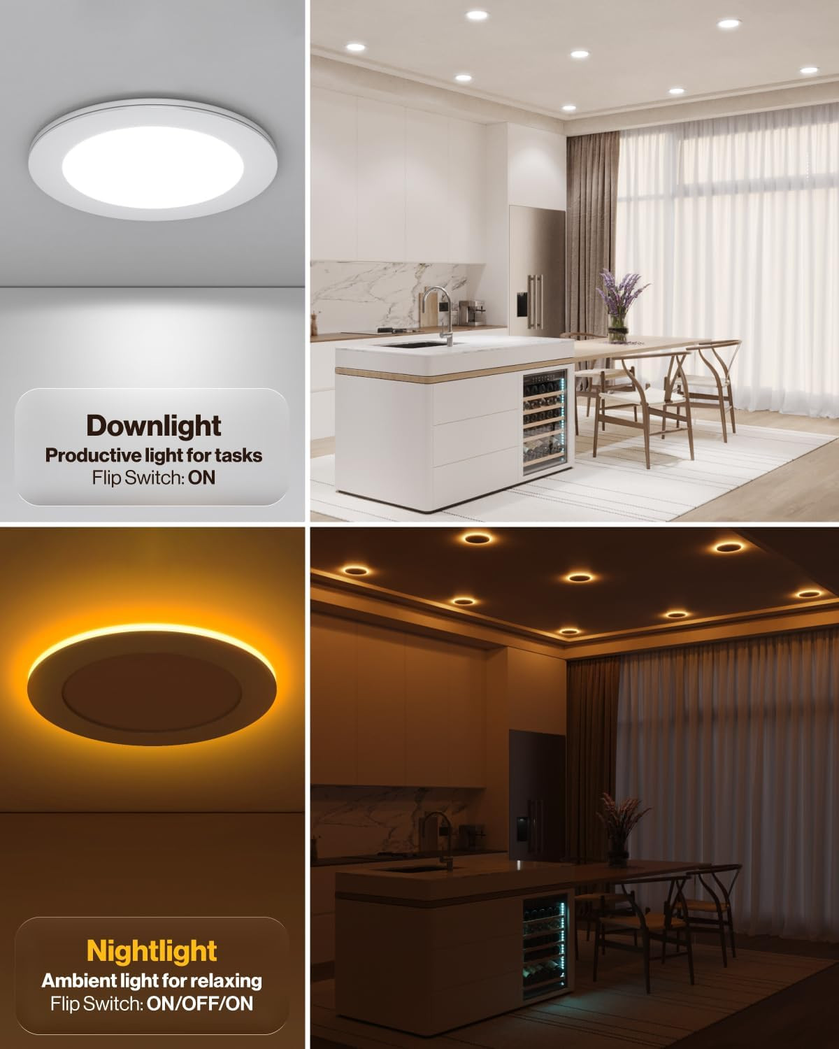 Sunco 24 Pack 4" Dimmable LED Recessed Lights with Night Light, 900 LM gallery