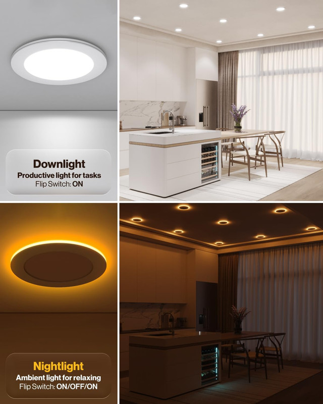 Sunco 24 Pack 4" Dimmable LED Recessed Lights with Night Light, 900 LM gallery