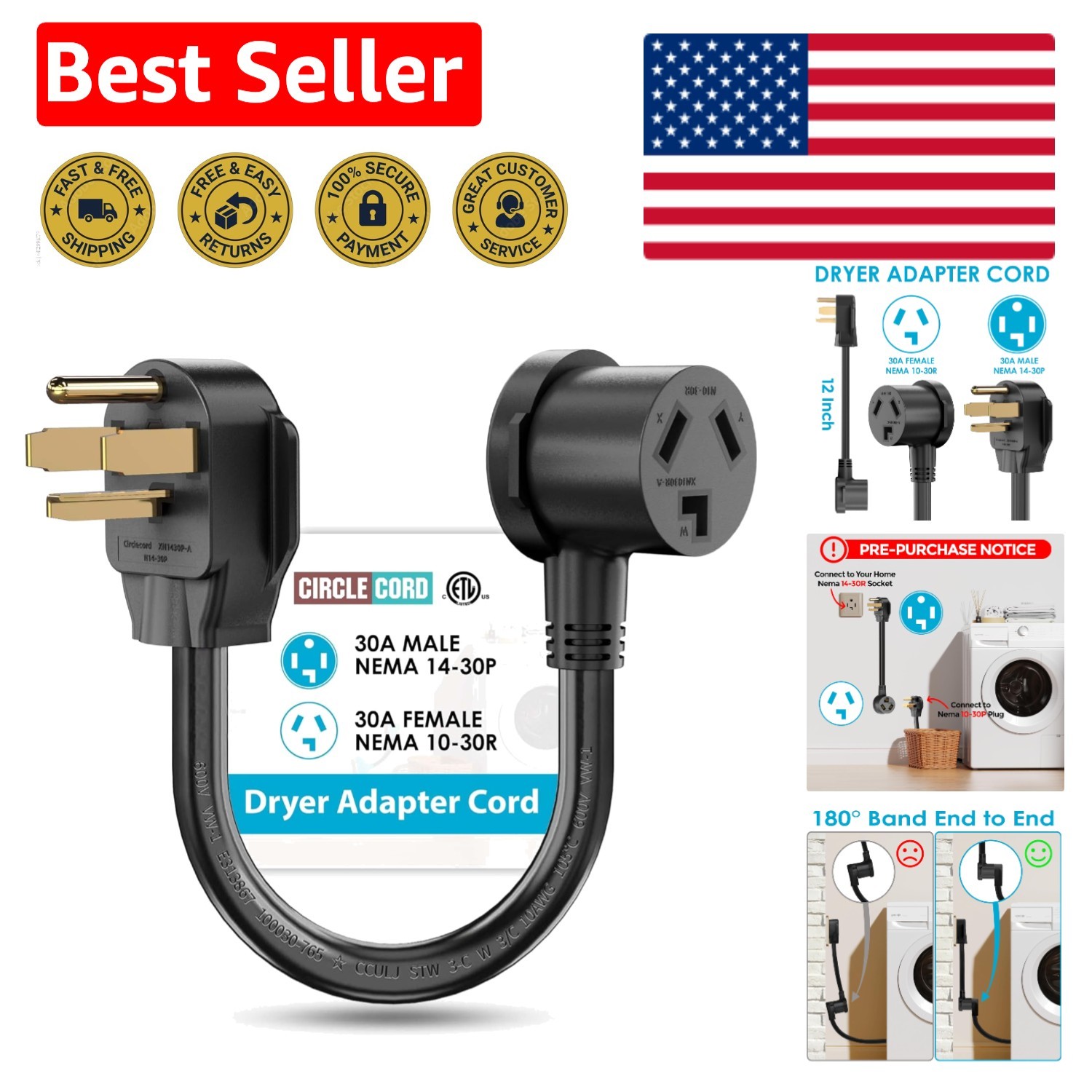 Plug-and-Play 3P to 4P Dryer Adapter Cord - Connect 220V Dryers to New Homes gallery