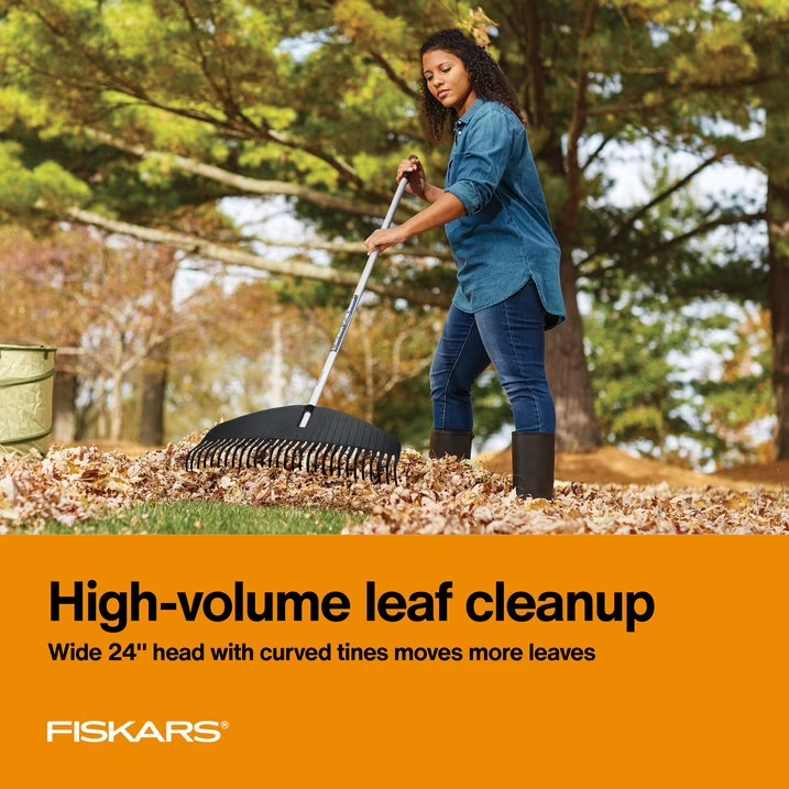 Fiskars Poly Leaf Rake, Leaf Rake, 67" Length gallery