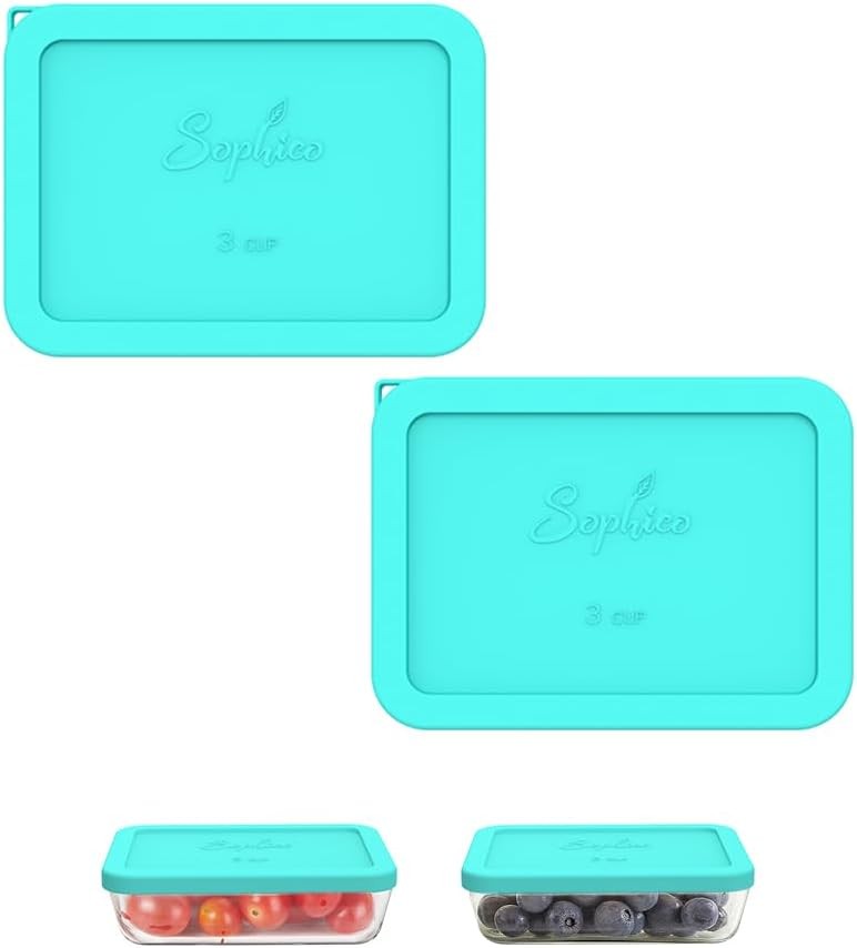 3 Cup Rectangle Silicone Storage Cover Lids Replacement for Pyrex 7210-PC gallery