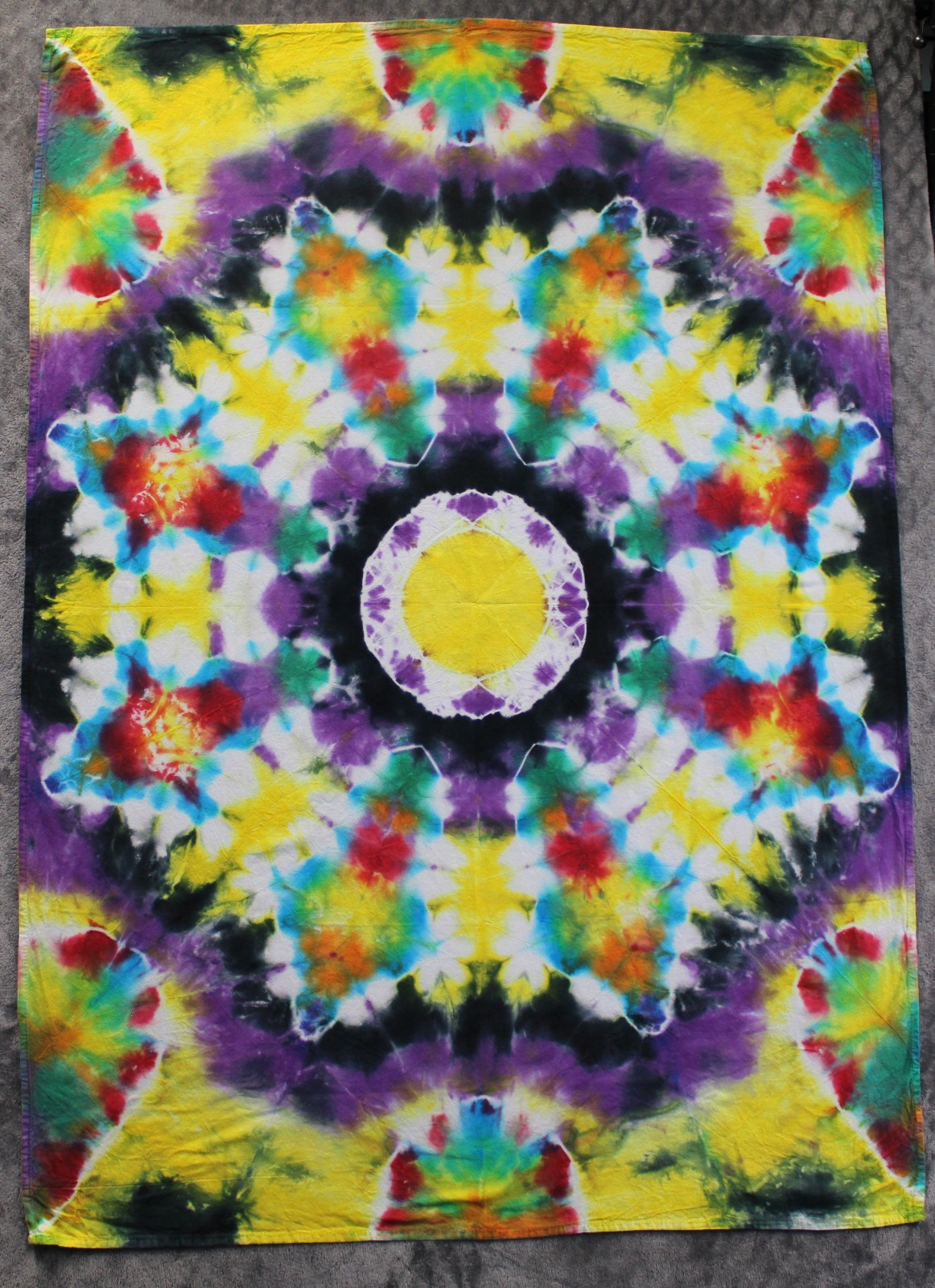 Tie-Dye Bursting Star Mandala Handmade Tapestry 3'x4' Cotton Wall Hanging Hippie gallery