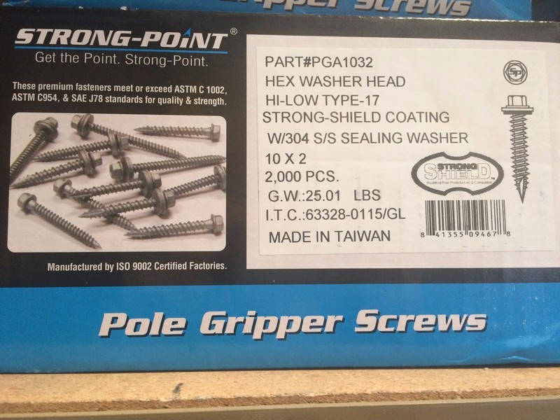 (2,000) INTERCORP PGA1032 #10 X 2" Pole Gripper Roofing Screws W/ Rubber Washer gallery