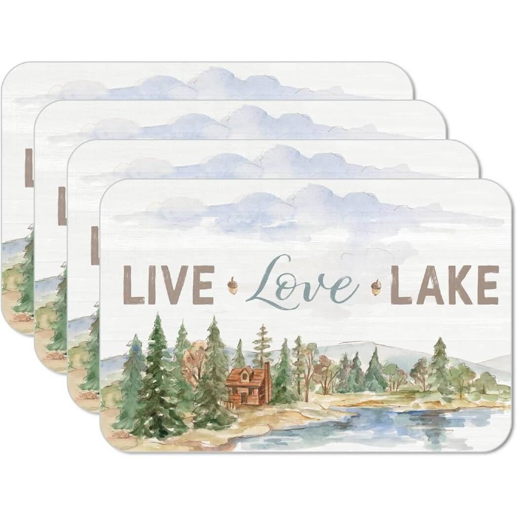 CounterArt Reversible Plastic Placemats, Rustic Lake, Set of 4 gallery