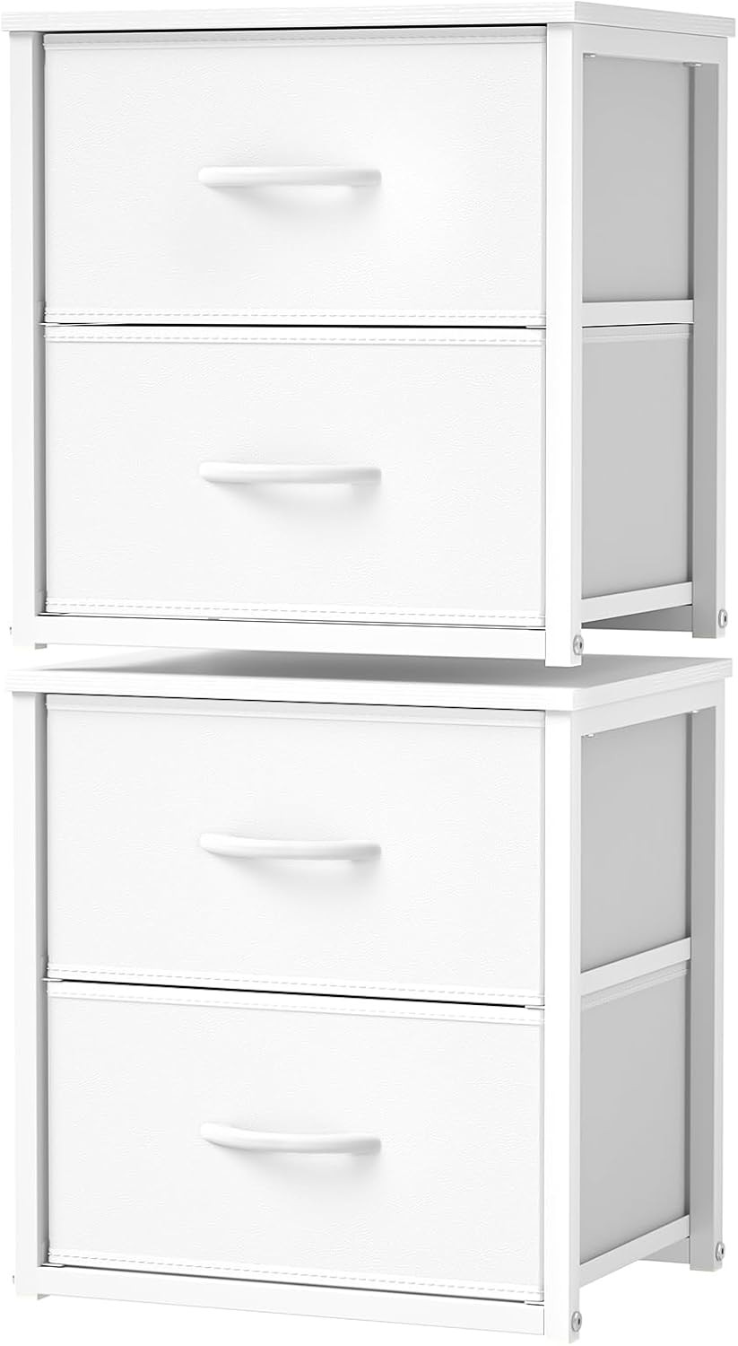 2-Pack Stackable Storage Drawers (4 Drawers Total), White Closet Organizer with gallery