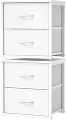 2-Pack Stackable Storage Drawers (4 Drawers Total), White Closet Organizer with