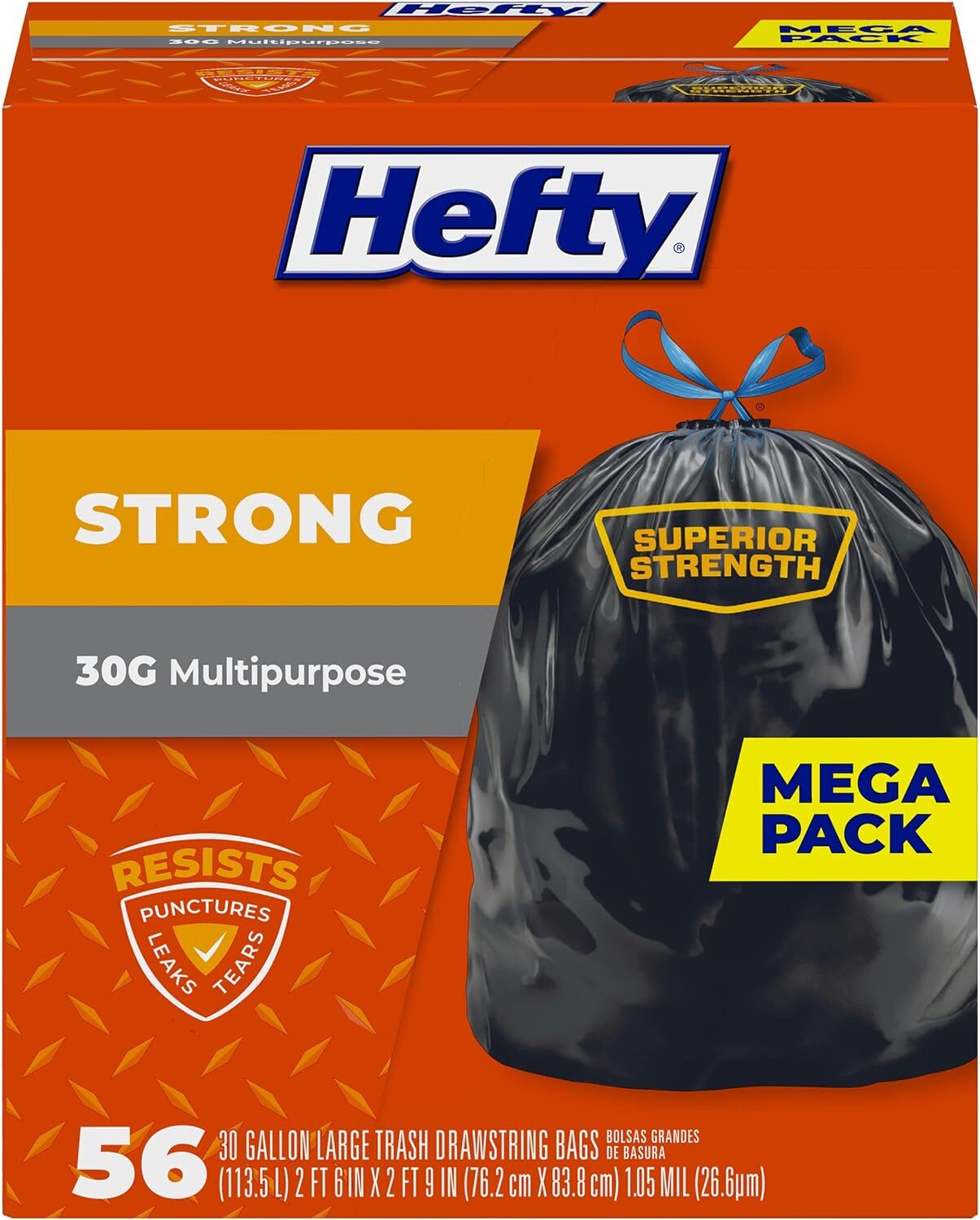 Hefty Strong Large Trash Bags, 30 Gallon, 56 Count gallery