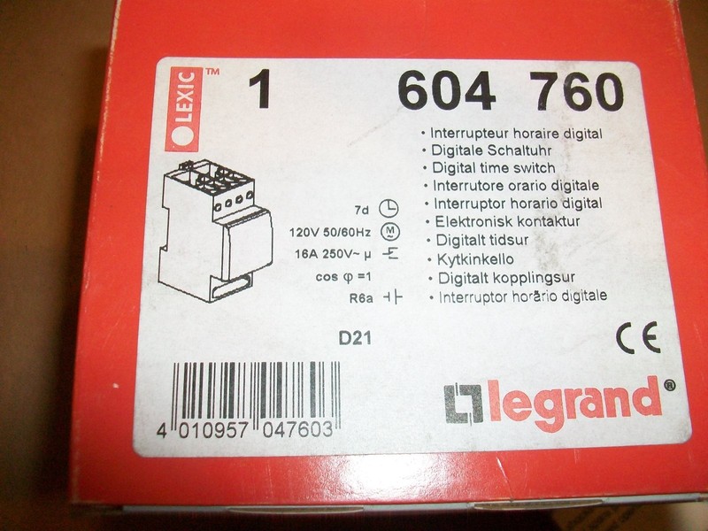 Legrand Digital Time Switch 604760 7 Day 120vac Supply 16amp contact 56 gallery