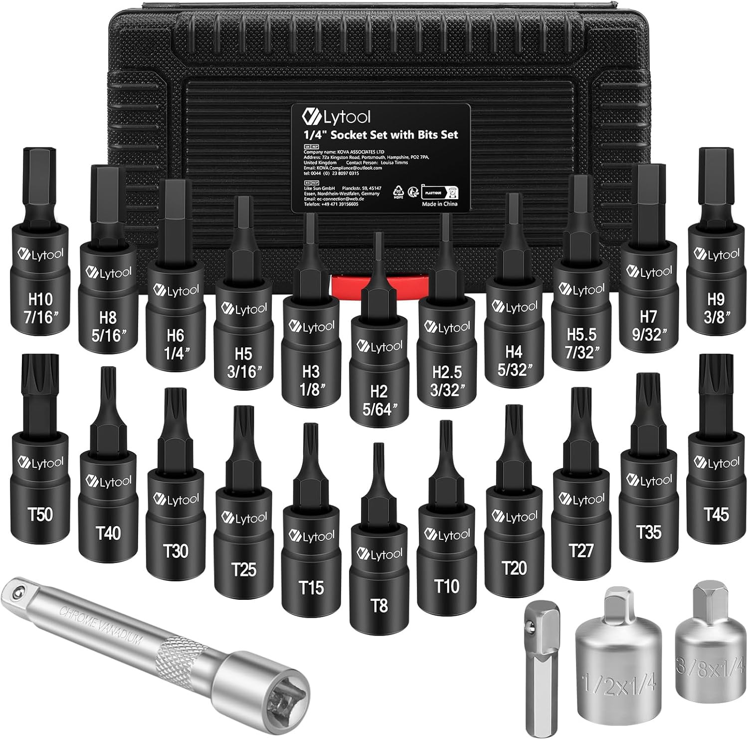 Torx and Hex Bit Socket Set 1/4” Drive S2 Steel CR-V: 25Pcs Allen Wrench Kit gallery