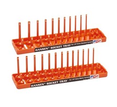 Hansen Global 1/4″ Drive Socket Tray Holder Set Metric SAE Standard Deep Orange