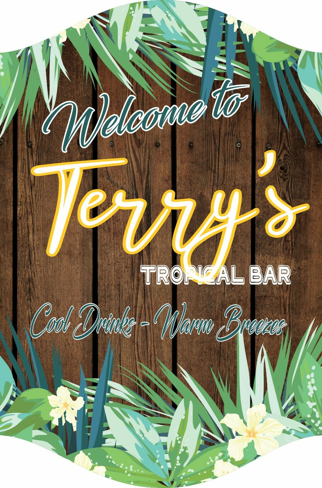 Personalized Wood Effect Bar Sign – Custom Tropical Tiki Bar Decor gallery