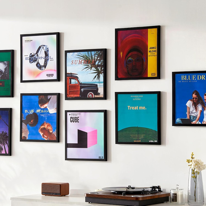 12.5x12.5 Black Vinyl Record Frames - 9 Pack, Lightweight & Easy to Hang gallery