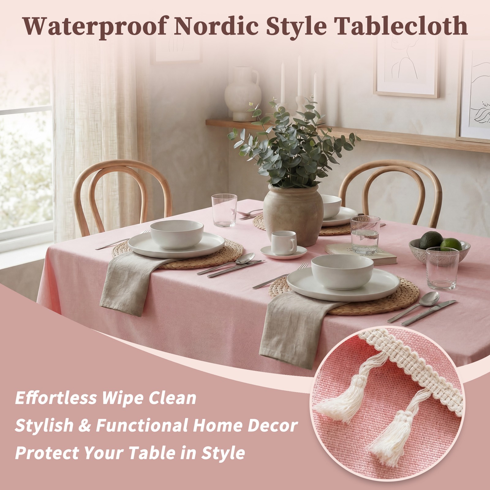 70.87 x 55.12 Inch Camping Party Kitchen Table Cover Pink gallery
