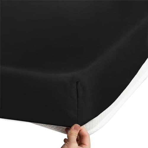 Cot Sheets 31" x 75", Cot Size Sheet Fitted with Cot Sheet 31" x 75" Black gallery