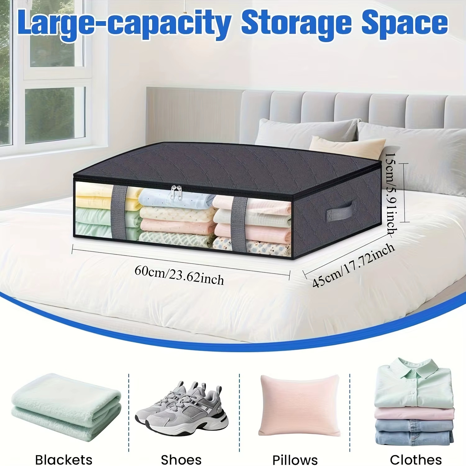 4 Pack Under Bed Storage Containers Space-Saving Bedding Organizer for Bedroom* gallery