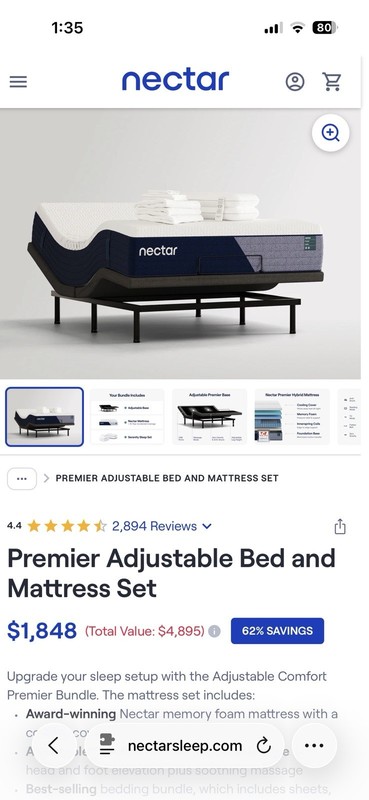 Nectar Premier Adjustable Hybrid Queen Bed Set Massage USB Remote Lighting gallery