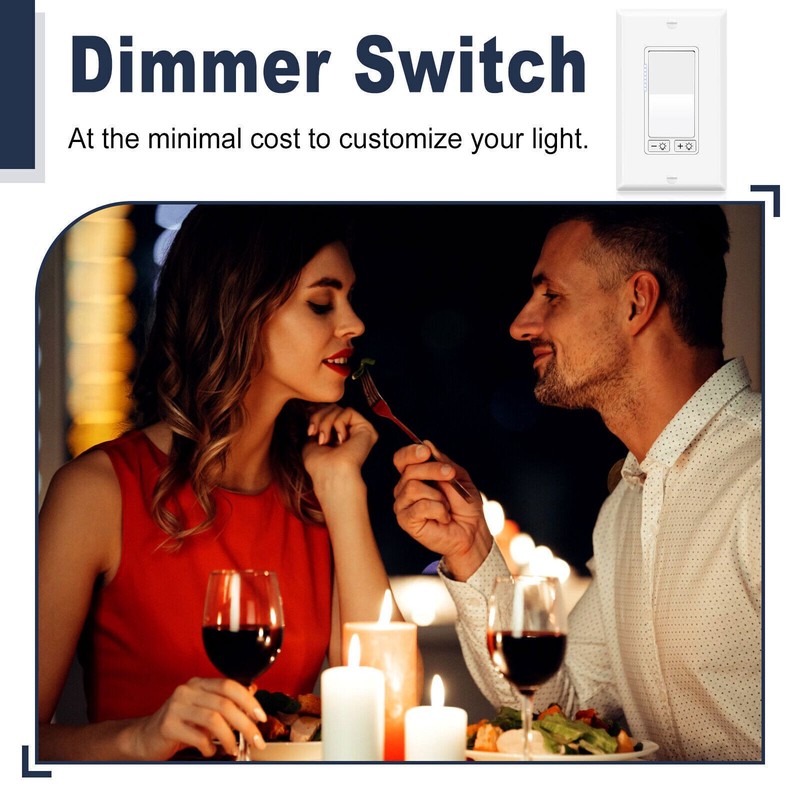 2Pack 40,000+ Cycles Dimmer Switch Wide Temperature 14°F to 104°F LED CFL 300W gallery