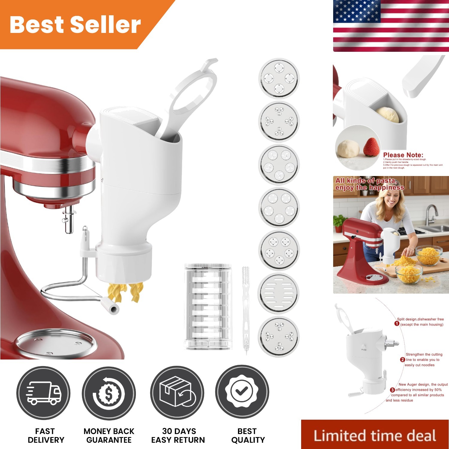 Versatile KitchenAid Pasta Press Attachment: Make Spaghetti, Fusilli, and More gallery